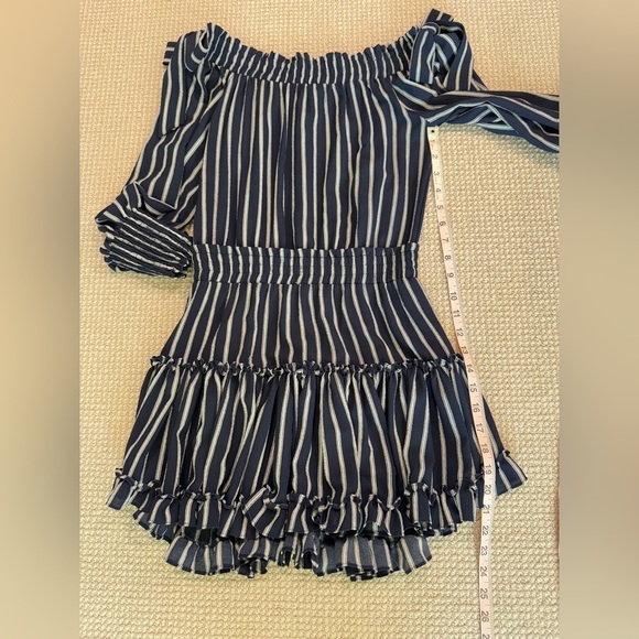 MISA Los Angeles Carly Blue Off The shoulder Striped Mini Dress Size XS - Picture 6 of 11